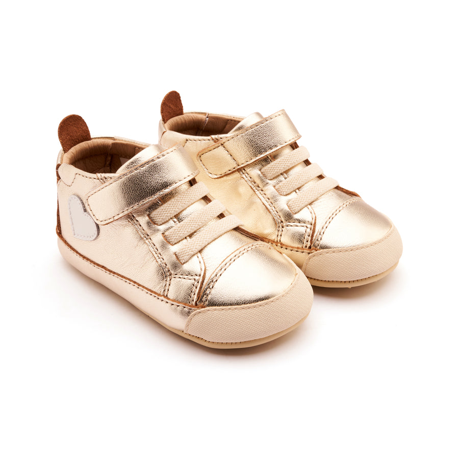 Old Soles Girl's Heartie Casual Shoes - Gold / Nacardo Blanco