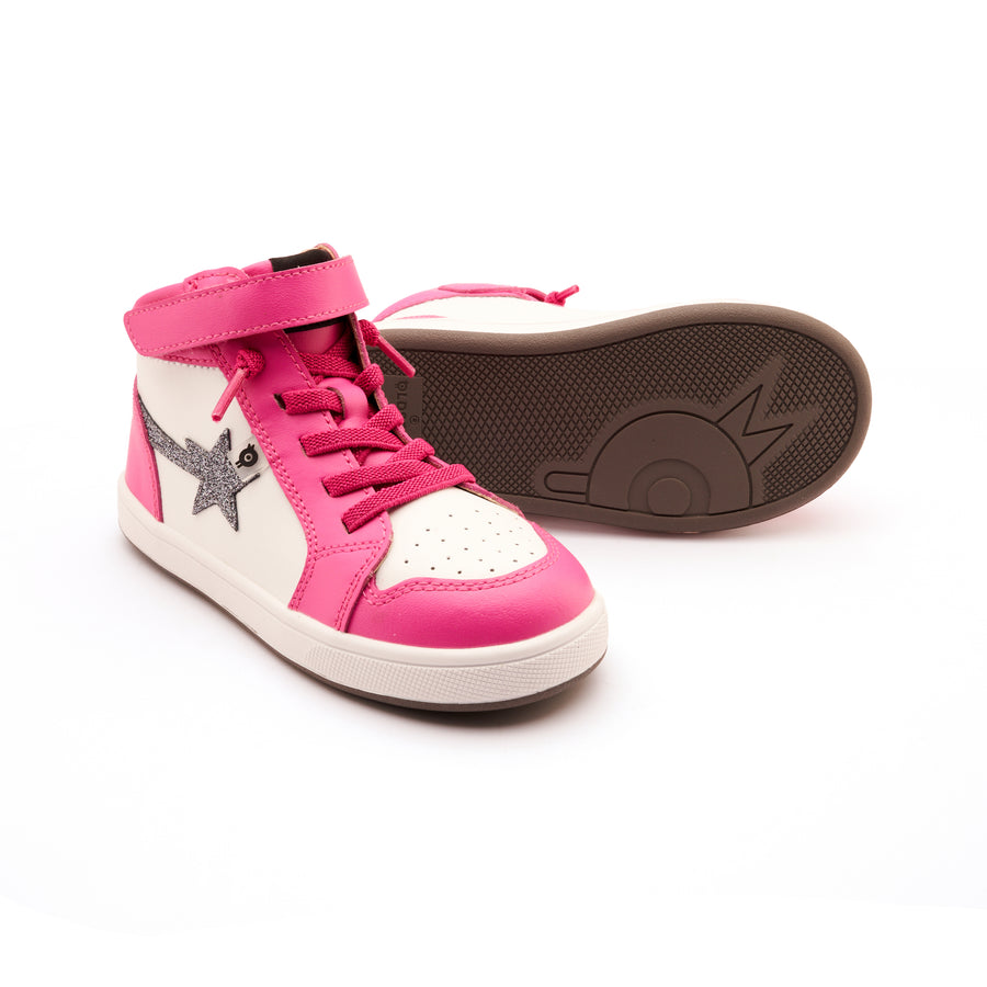 Old Soles Girl's Team-Star Casual Shoes - Rosy / Snow / Glam Gunmetal