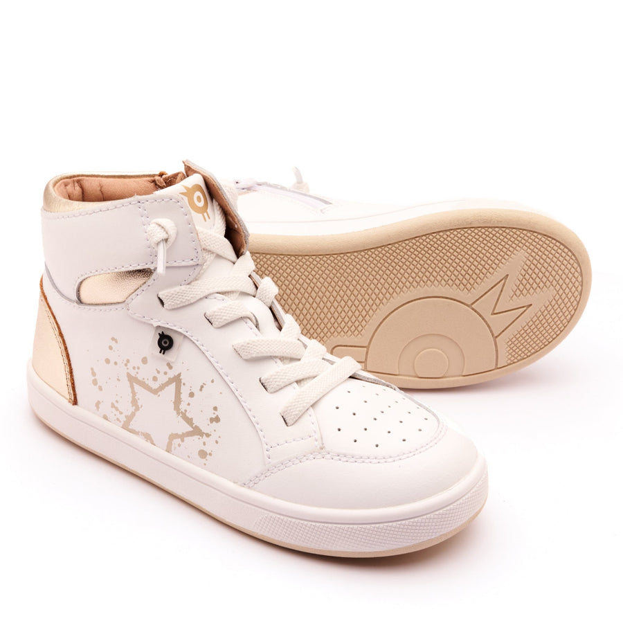 Old Soles Boy's and Girl's High Splash Casual Shoes - Snow / Gold / White Gold