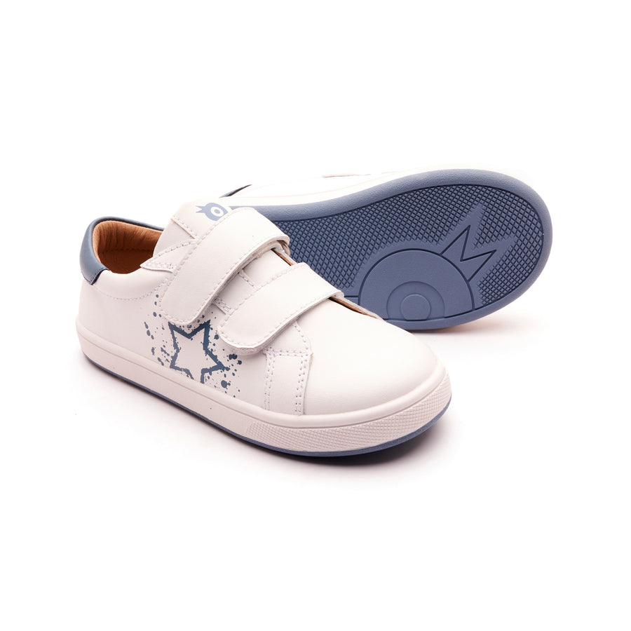 Old Soles Boy's and Girl's Low Splash Casual Shoes - Snow / Indigo / White Indigo