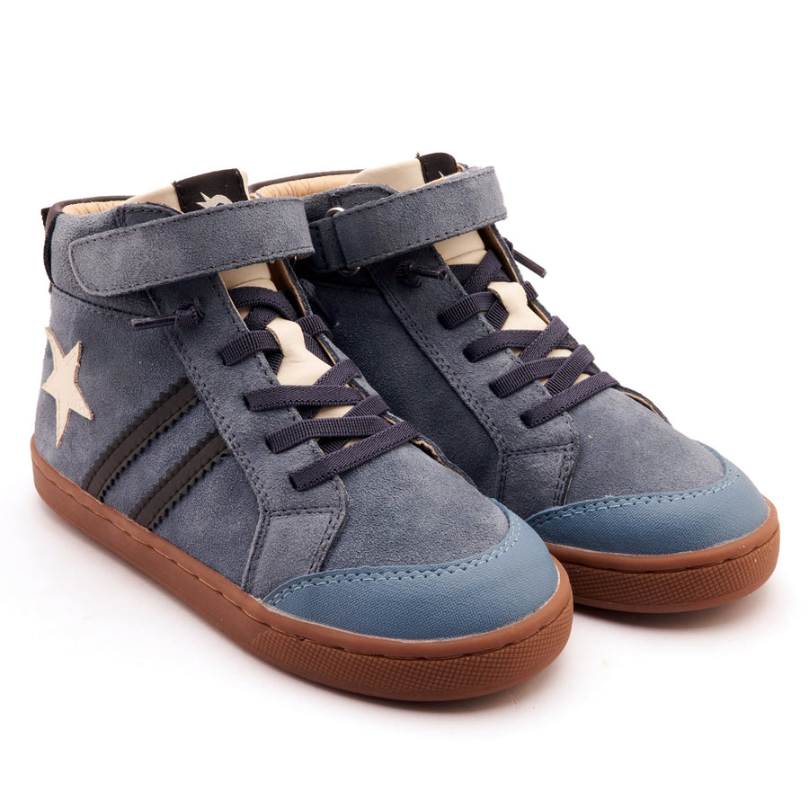 Old Soles Boy's WOS High Top Casual Shoes - Denim Suede / Sporco / Black