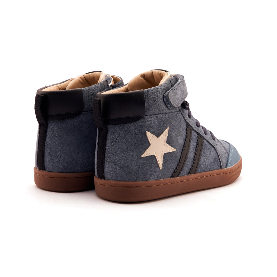 Old Soles Boy's WOS High Top Casual Shoes - Denim Suede / Sporco / Black