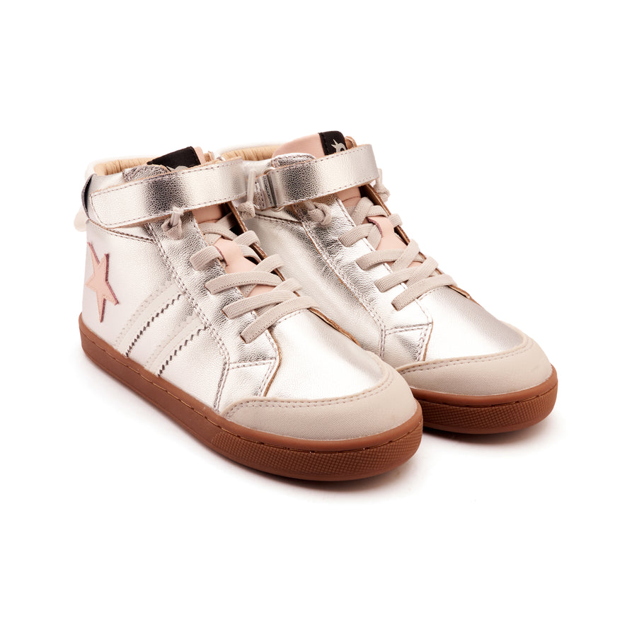 Old Soles Girl's WOS High Top Casual Shoes - Silver / Dalia / Snow