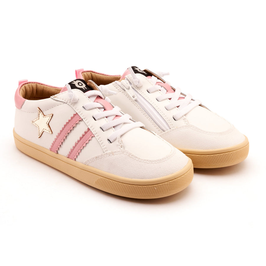 Old Soles Girl's WOS Runner Casual Shoes - Snow / Gold / Pearlised Pink