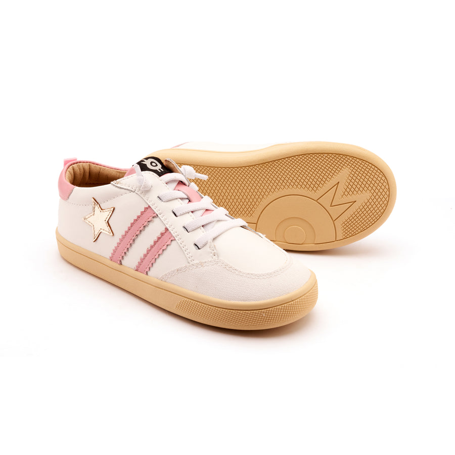 Old Soles Girl's WOS Runner Casual Shoes - Snow / Gold / Pearlised Pink