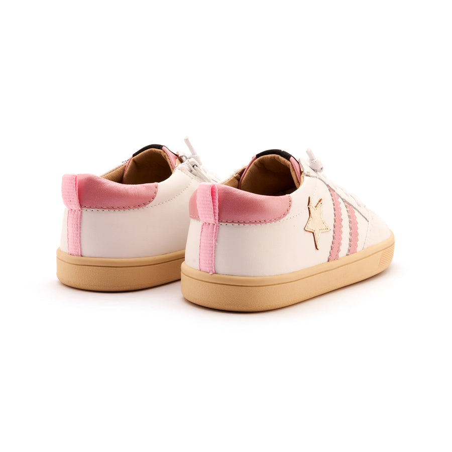 Old Soles Girl's WOS Runner Casual Shoes - Snow / Gold / Pearlised Pink