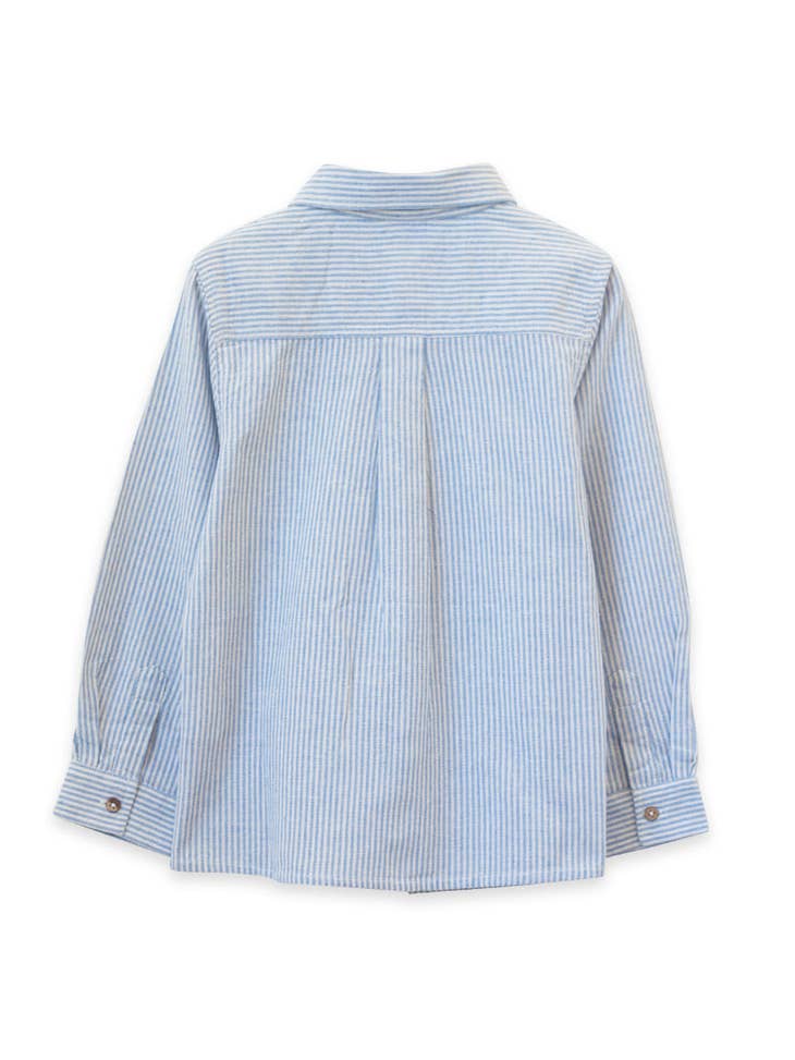 Beet World Collar Shirt, Blue Stripe