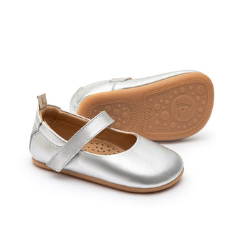 Tip Toey Joey Girl's Dolly Mary Jane Shoes - Sterling Silver