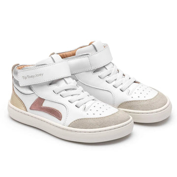 Tip Toey Joey Girl's Landy High-Top Sneakers - White / Rose Gold / Sterling Silver