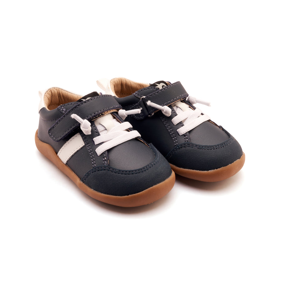 Old Soles Boy's Retro Ground Casual Shoes - Navy / Snow