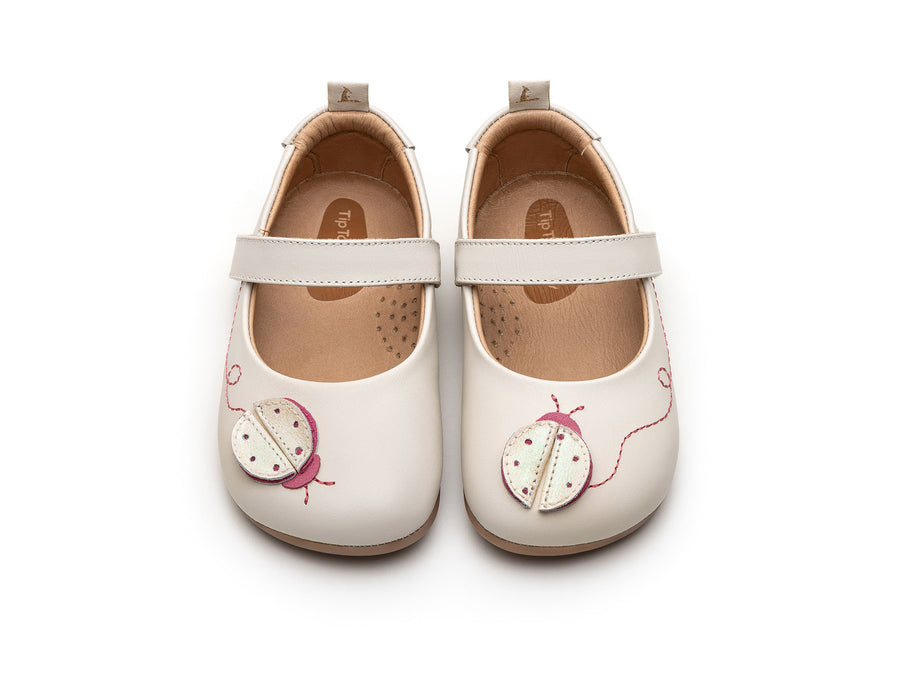 Tip Toey Joey Girl's Ladybug Mary Janes - Tapioca / Pitaya Stone / White Dream