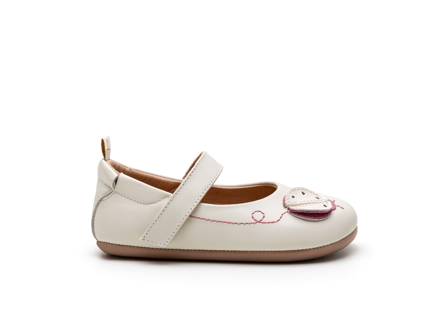 Tip Toey Joey Girl's Ladybug Mary Janes - Tapioca / Pitaya Stone / White Dream