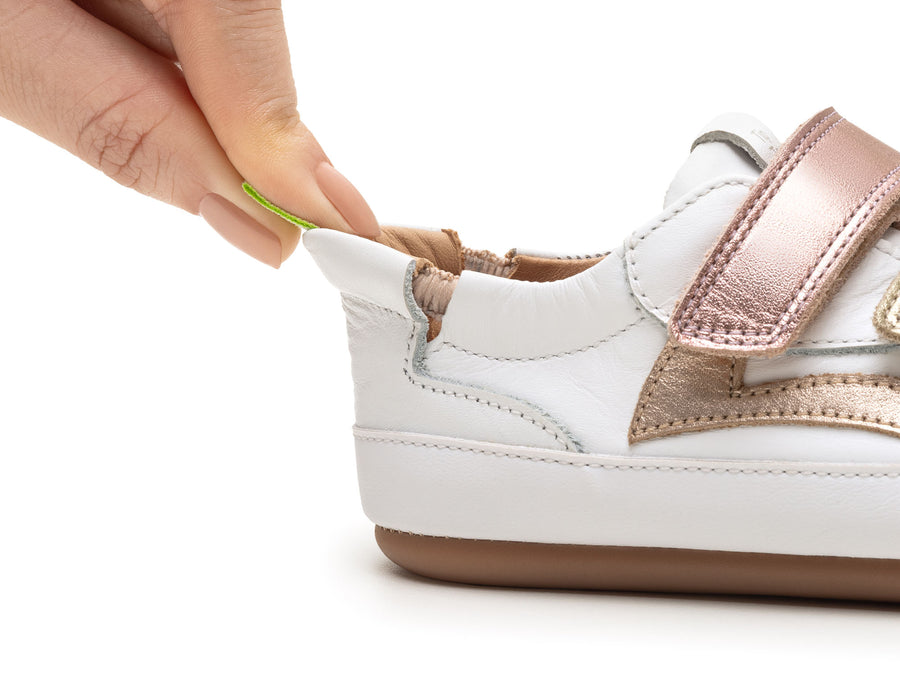 Tip Toey Joey Girl's Landy Sneakers - White / Champagne / Rose Gold