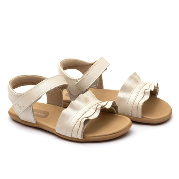 Tip Toey Joey Girl's Ruffle Casual Shoes - Antique White