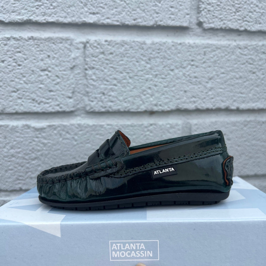 Atlanta Mocassin Boy's and Girl's 032 Penny Loafer, Green Pull Vernice