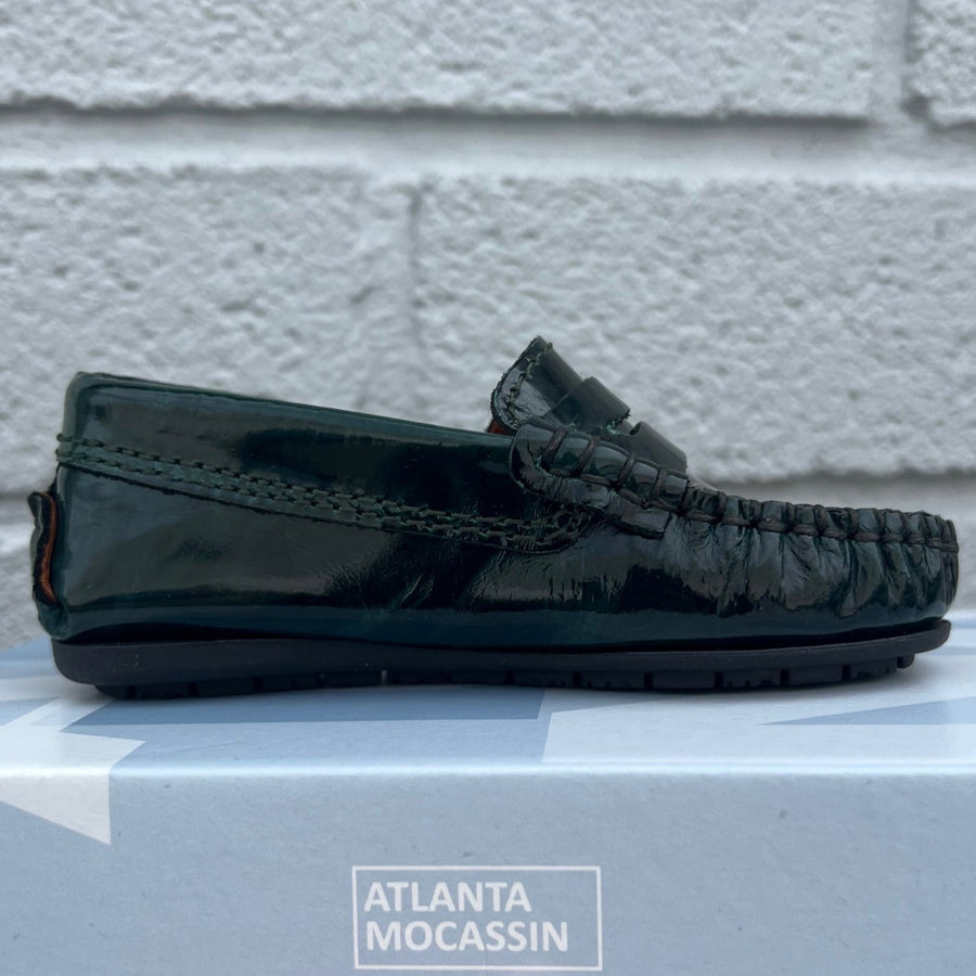 Atlanta Mocassin Boy's and Girl's 032 Penny Loafer, Green Pull Vernice