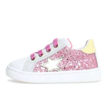 Naturino Girl's Pinn Zip Casual Shoes - White/Fuchsia/Paglia