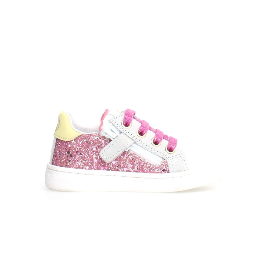 Naturino Girl's Pinn Zip Casual Shoes - White/Fuchsia/Paglia