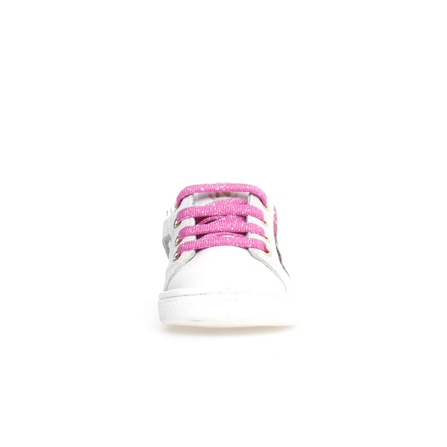 Naturino Girl's Pinn Zip Casual Shoes - White/Fuchsia/Paglia