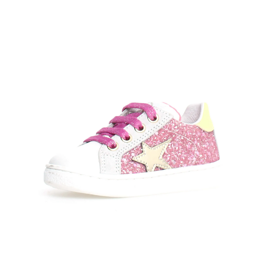 Naturino Girl's Pinn Zip Casual Shoes - White/Fuchsia/Paglia