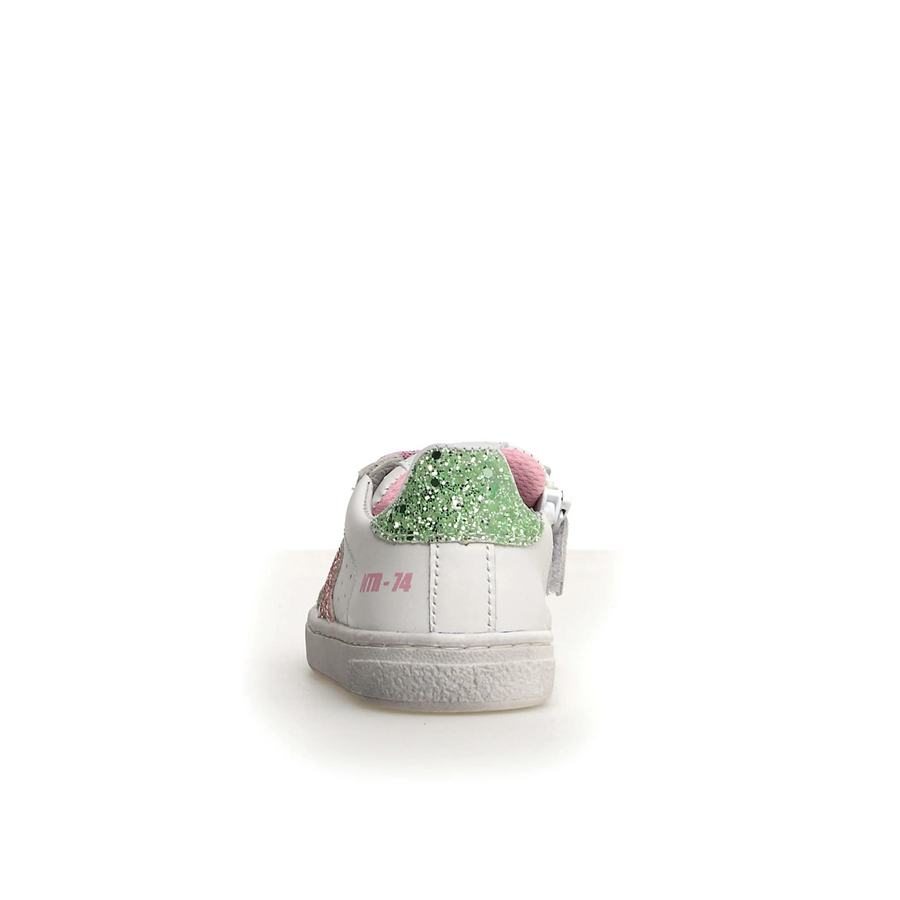 Naturino Girl's Pinn Zip Casual Shoes - White/Pink/Light Green