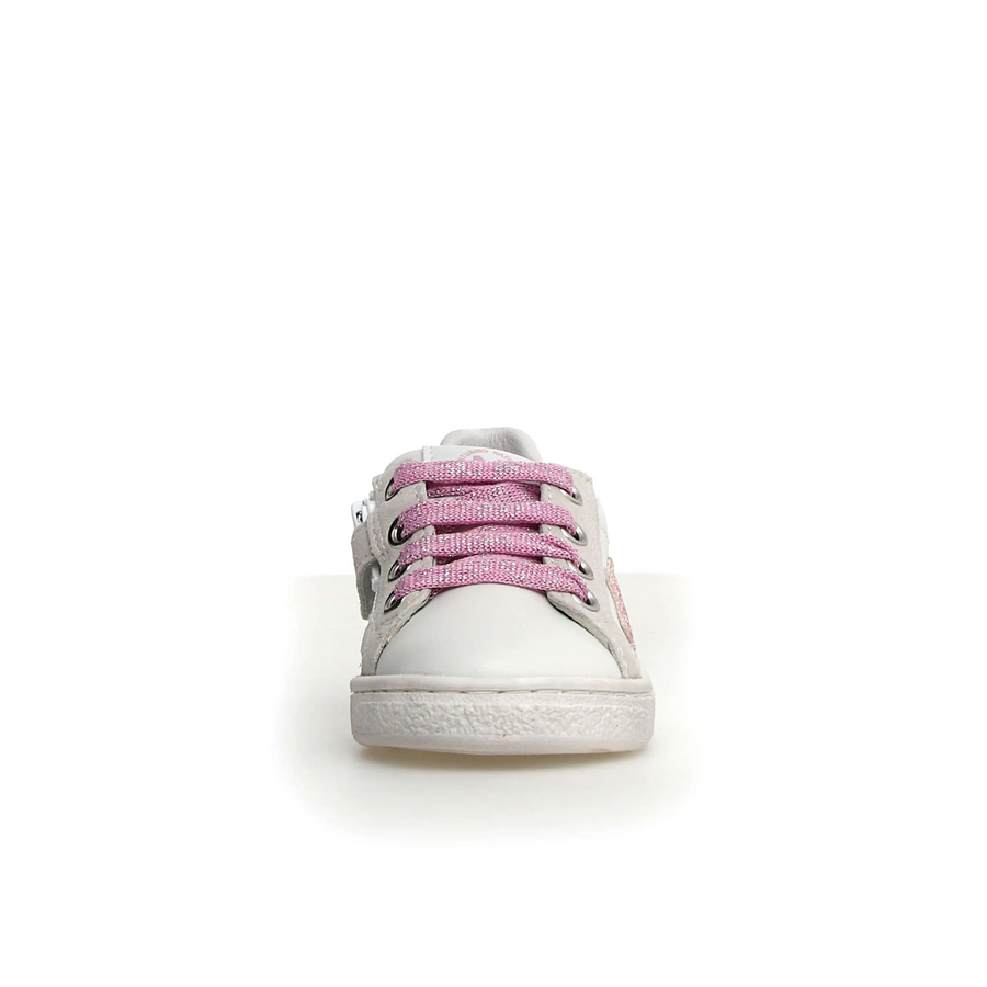 Naturino Girl's Pinn Zip Casual Shoes - White/Pink/Light Green