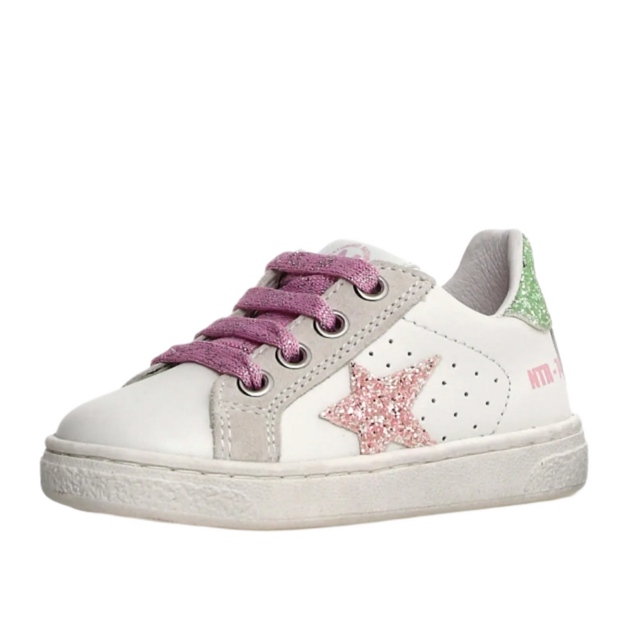 Naturino Girl's Pinn Zip Casual Shoes - White/Pink/Light Green