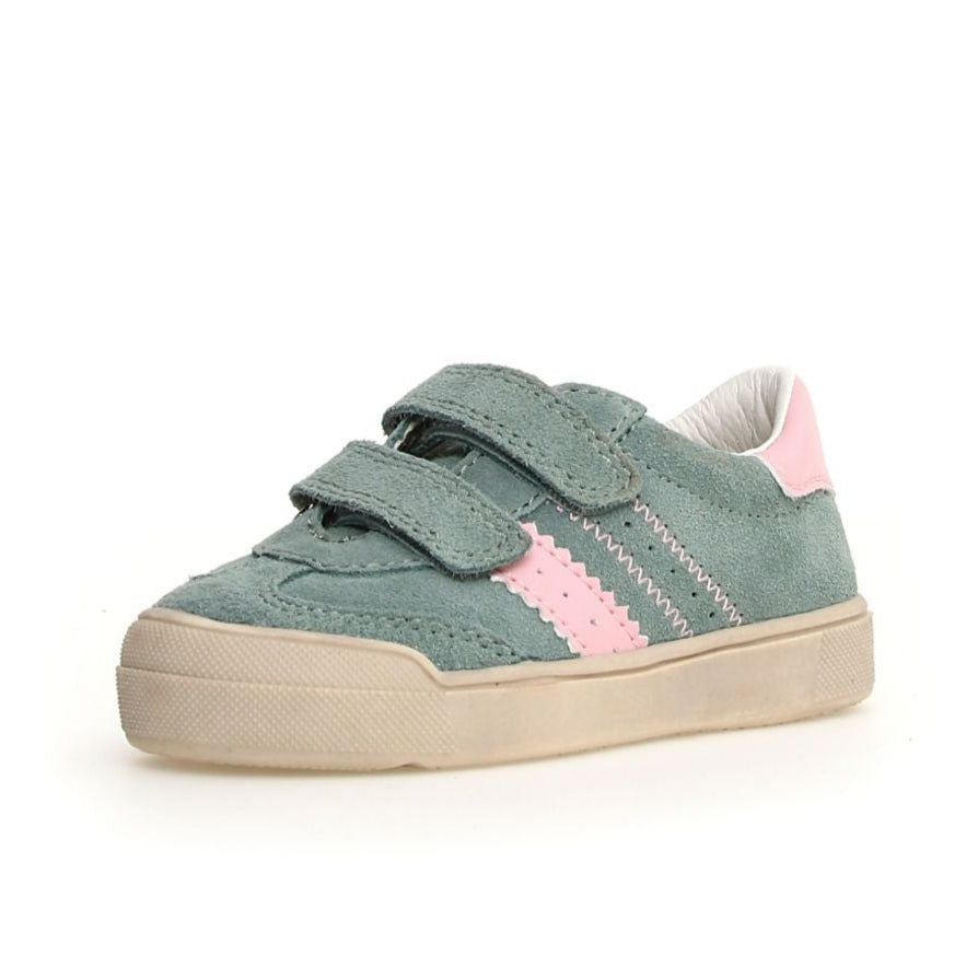 Naturino Girl's Riby Vl Casual Shoe with Hoop and Loop Closure - Sage / Pink
