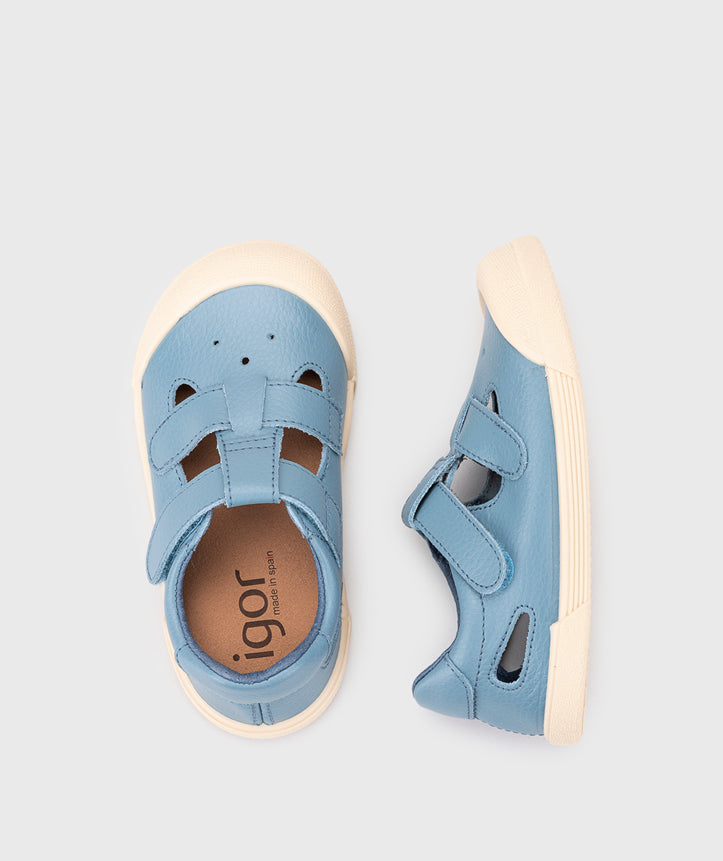 Igor Boy's And Girl's Barefoot Sandalia Piel Shoes - Azul