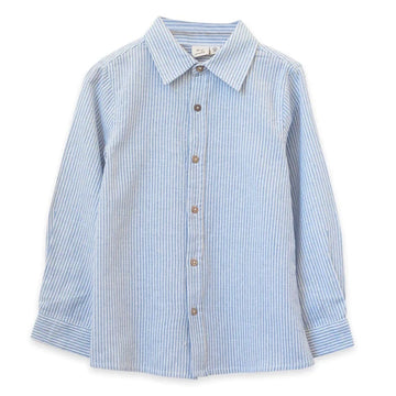 Beet World Collar Shirt, Blue Stripe