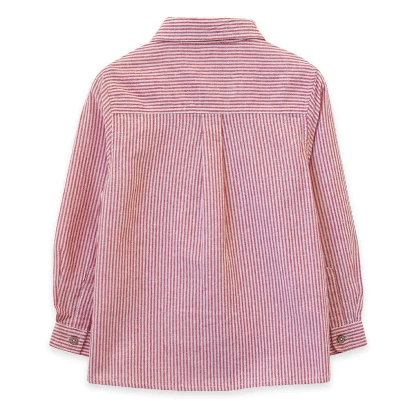 Beet World Collar Shirt, Red Stripe