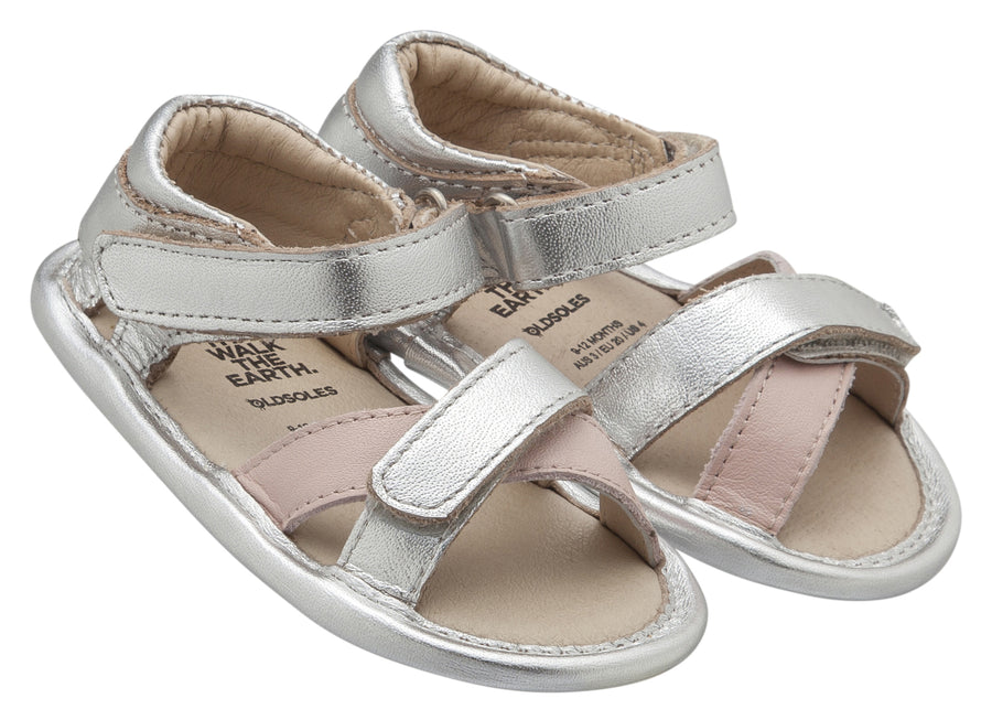 Old Soles Girl's Floss Sandals, Silver / Powder Pink