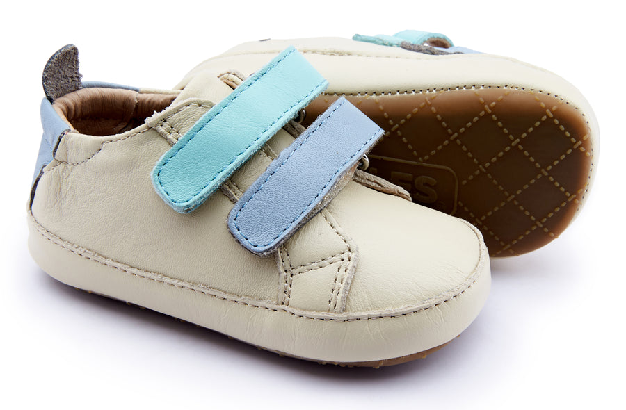 Old Soles Girl's and Boy's 0060R Baby 2 Straps Sneakers - Cream/Dusty Blue/Jade