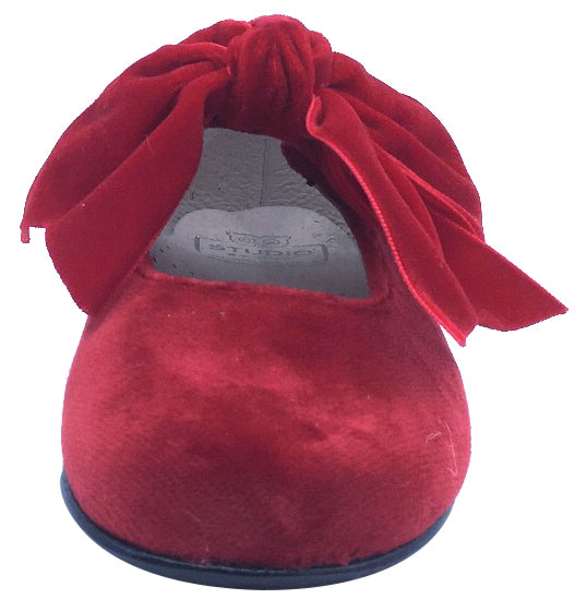 Hoo Shoes Girl's Velvet Mary Jane, Red with Bow