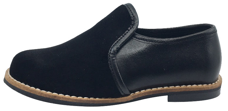 Luccini Boy's and Girl's Slip-On Loafer (Black Leather)