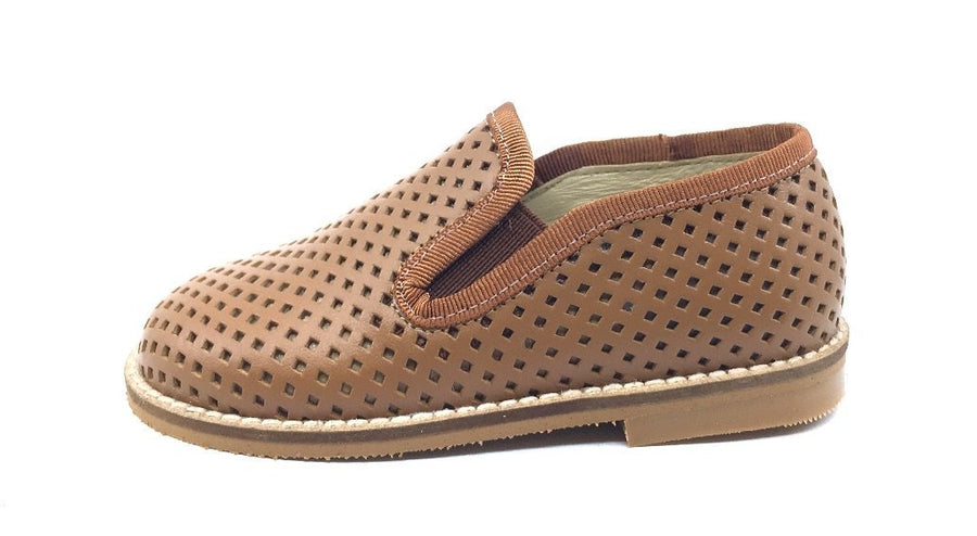 Luccini Basket Weave Tan Cuero Leather Smoking Loafer