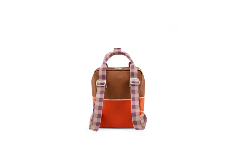 Sticky Lemon Colourblocking Small Backpack, Orange Juice/Plum Purple/Schoolbus Brown