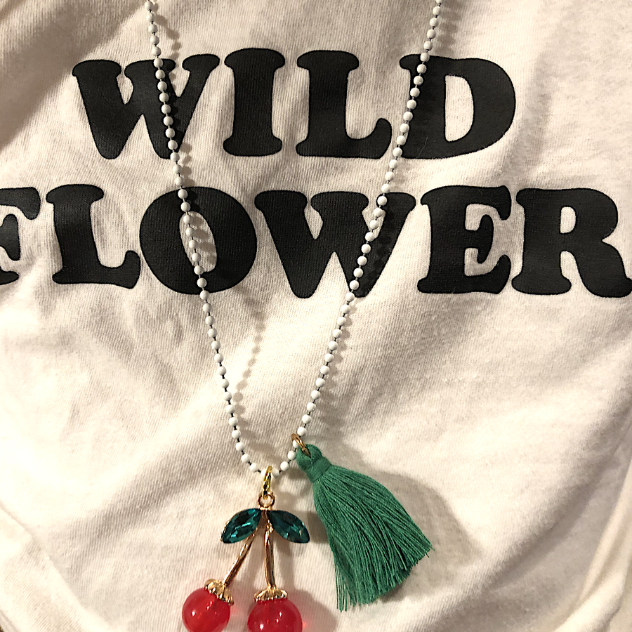 Gunner & Lux Rhinestone Cherries Necklace