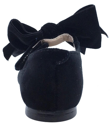 Hoo Shoes Girl's Velvet Mary Jane with Big Bow, Black