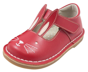 Livie & Luca Girl's Molly Red Leather Bunny Character Hook and Loop Mary Jane Shoes