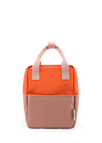 Sticky Lemon Color Block Collection Small Backpack, Royal Orange/Chocolat/Pastry Pink