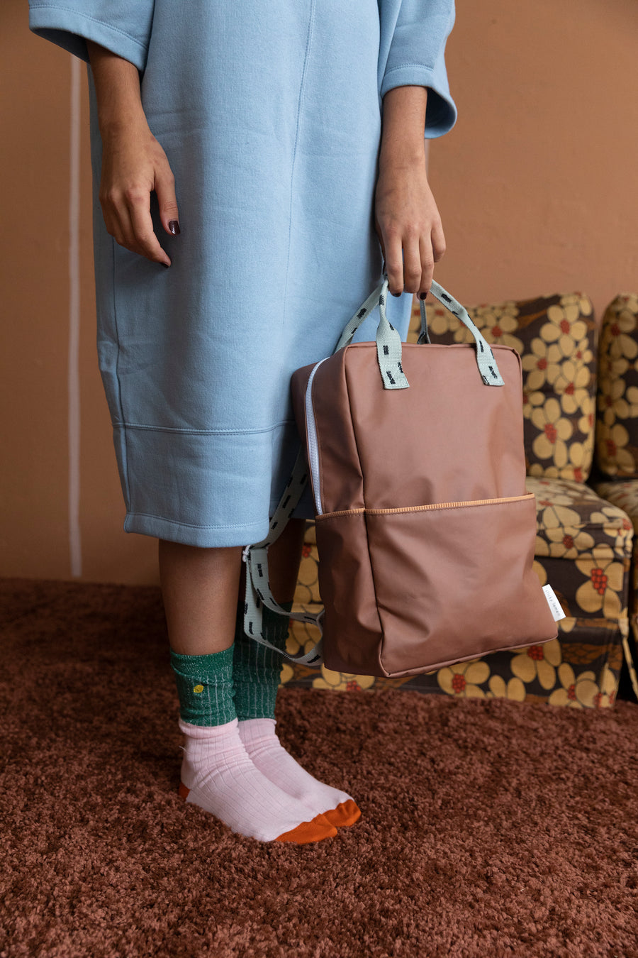 Sticky Lemon Sprinkles Collection Large Backpack, Cinnamon Brown/Sage Green/Cantaloupe
