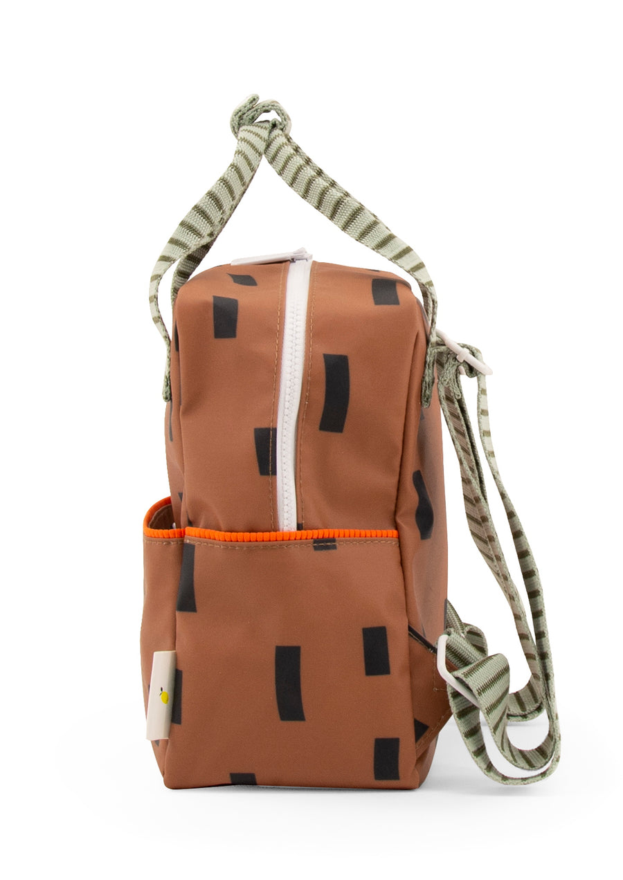 Sticky Lemon Sprinkles Special Edition Collection Small Backpack, Cinnamon Brown/Sage Green/Roral Orange