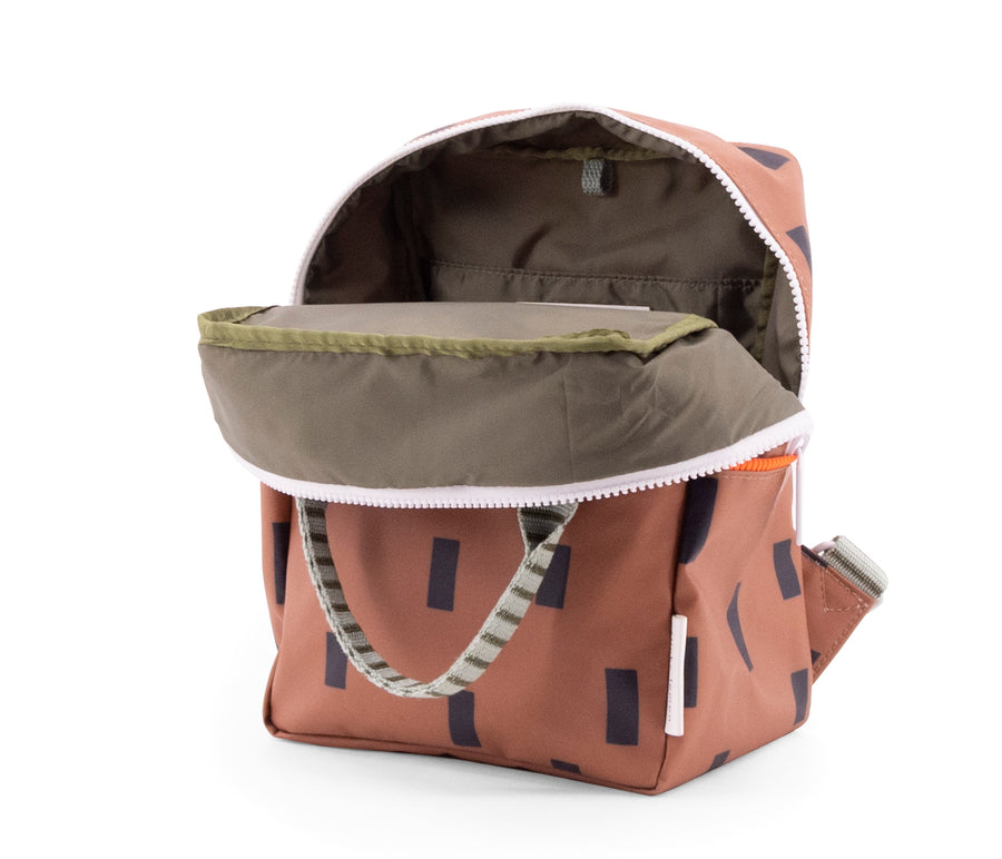 Sticky Lemon Sprinkles Special Edition Collection Small Backpack, Cinnamon Brown/Sage Green/Roral Orange