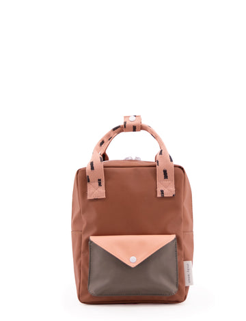 Sticky Lemon Sprinkles Envelope Small Backpack, Cinnamon Brown/Lemonade Pink/Moss Green
