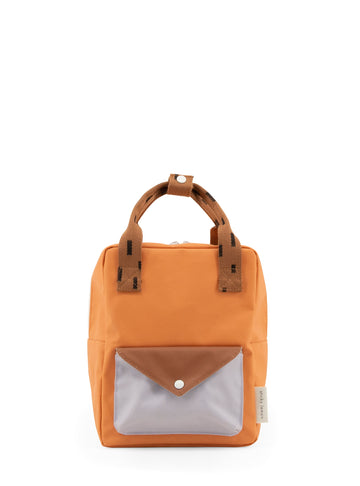 Sticky Lemon Sprinkles Envelope Small Backpack, Apricot Orange/Cinnamon Brown/Lavender