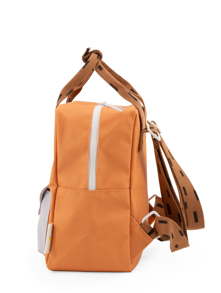 Sticky Lemon Sprinkles Envelope Small Backpack, Apricot Orange/Cinnamon Brown/Lavender