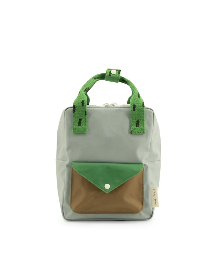 Sticky Lemon Sprinkles Envelope Small Backpack, Steel Blue/Apple Green/Brassy Green