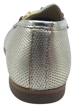 Luccini Girl's Slip-On Smoking Loafer, Champagne