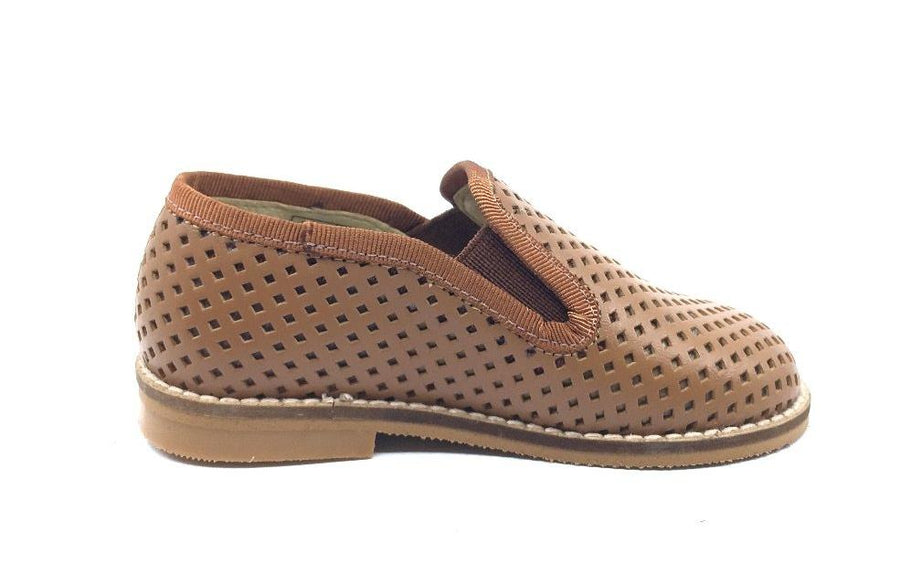 Luccini Basket Weave Tan Cuero Leather Smoking Loafer